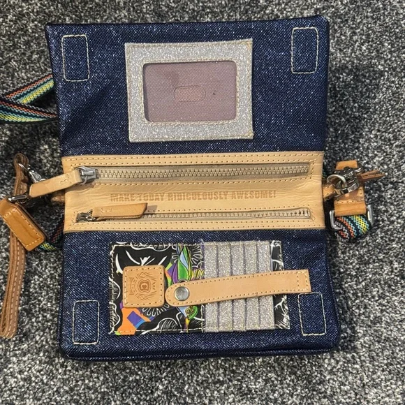 Consuela Navy Crossbody Bag with Multicolor Strap - Picture 2 of 3